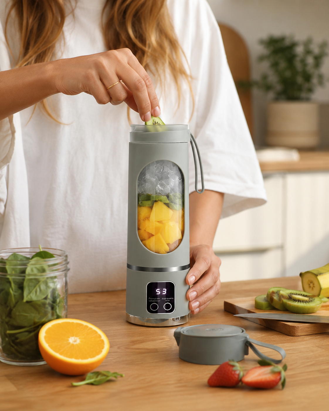 Portable USB Blender | Digital Display & Multi-Speed | Mini Smoothie Maker
